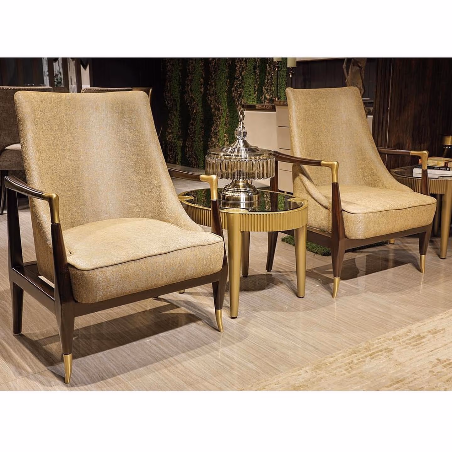 A set of custom dining chairs showing quality upholstery and joinery.