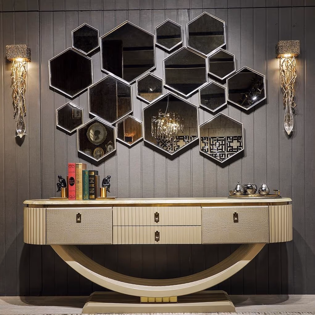 A luxury home interior mid-project, showing the design coming together.